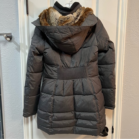 HFX Nolan Womens Puffer Jacket Coat Faux Fur Gray Grey Small Removable Hood - Picture 3 of 6